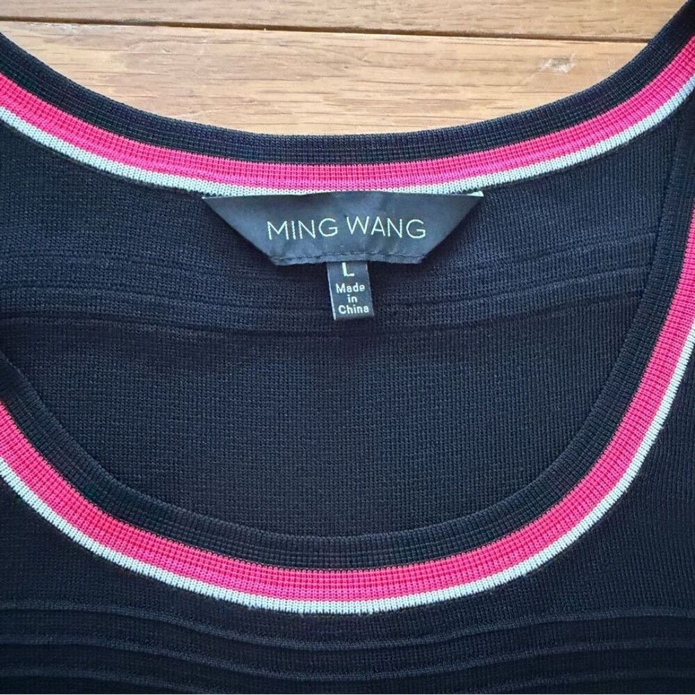 Ming Wang Black Pink Trim Sleeveless Knit Tank Top Women L - Picture 3 of 6